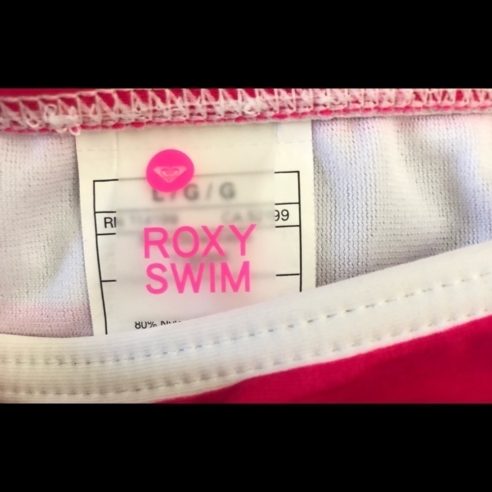 Roxy Swim Hot Pink White Bikini Bottom Sz. L Summer Beach Boating Sailing - Picture 2 of 4